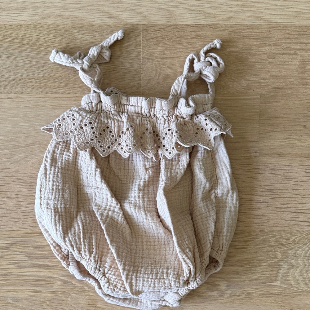 Rylee + Cru Beige Baby Romper